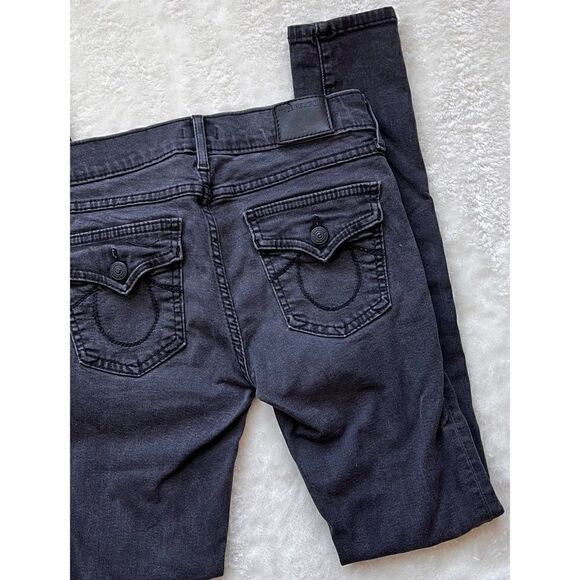 True Religion Halle Mid-Rise Super Skinny Faded Black Jeans with Flaps, Size 25 - Picture 16 of 16